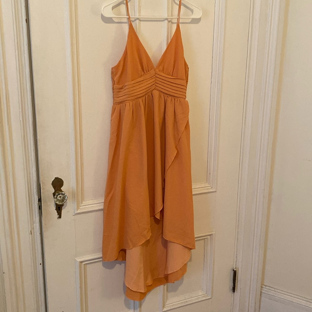 Lulus Spellbound Summer Empire Waist High-Low Dress in Orange